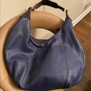 India Hicks Isabella Lamb Leather Hobo - Blue